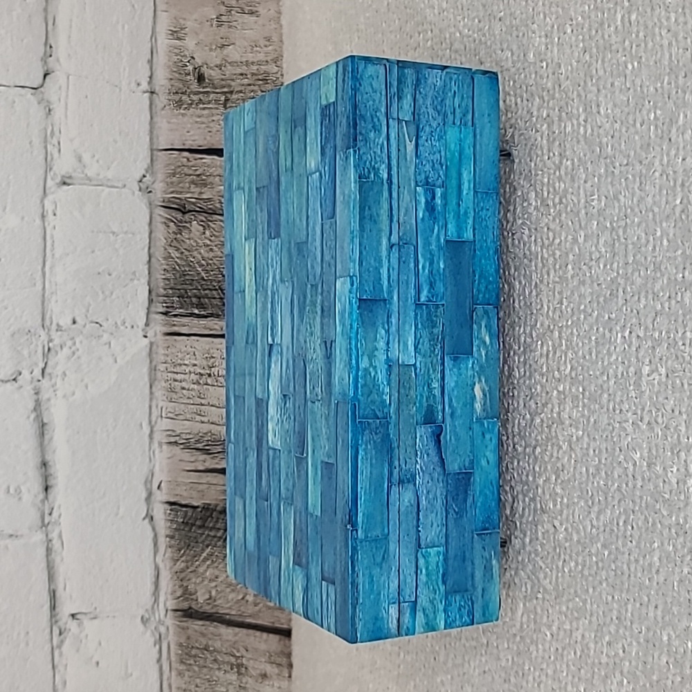 Handcrafted Handmade Bone Inlay Decorative Jewelry/Keepsake Display Box in Blue